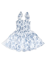 fbz Blue Toile Cap Sleeve Dress