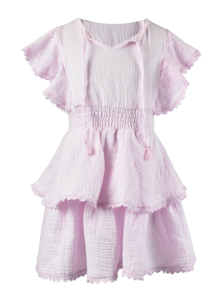 fbz Pink Pastel Eyelet Sleeve Dress