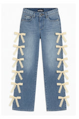 KatieJ Tween Chicago Low Rise Jeans with Sunny Wash Lace Bows