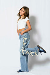 KatieJ Tween Chicago Low Rise Jeans with Sunny Wash Lace Bows