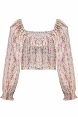 KatieJ Chloe Sheer Long Sleeve Top, Cottage Stripe
