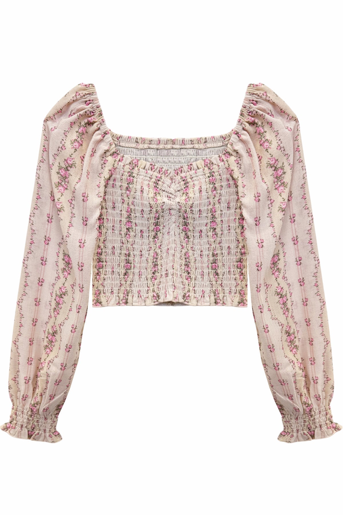 KatieJ Chloe Sheer Long Sleeve Top, Cottage Stripe