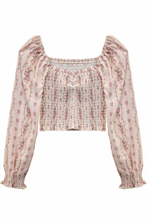 KatieJ Chloe Sheer Long Sleeve Top, Cottage Stripe