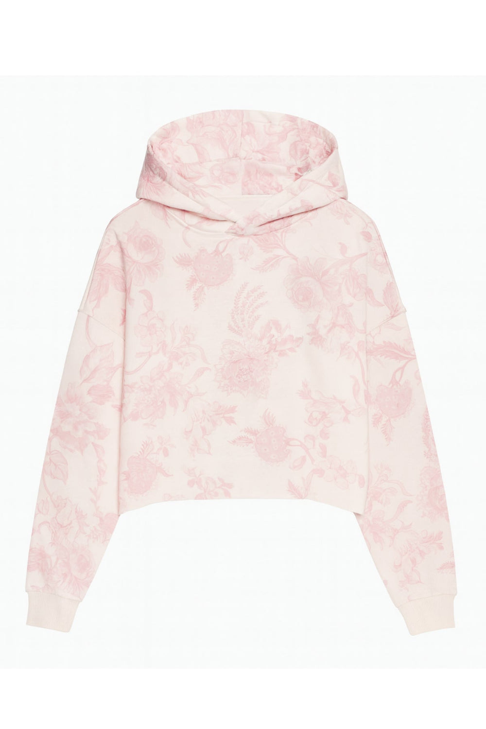 KatieJ Cody Cropped Hoodie in Large Pink Toile