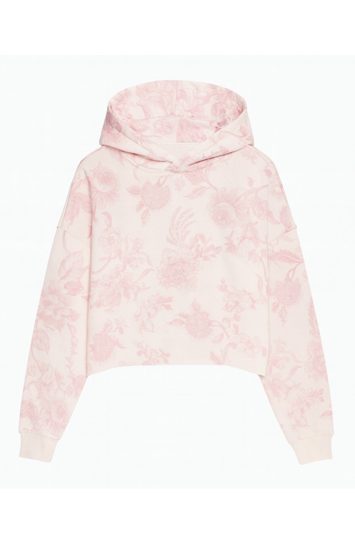 KatieJ Cody Cropped Hoodie in Large Pink Toile