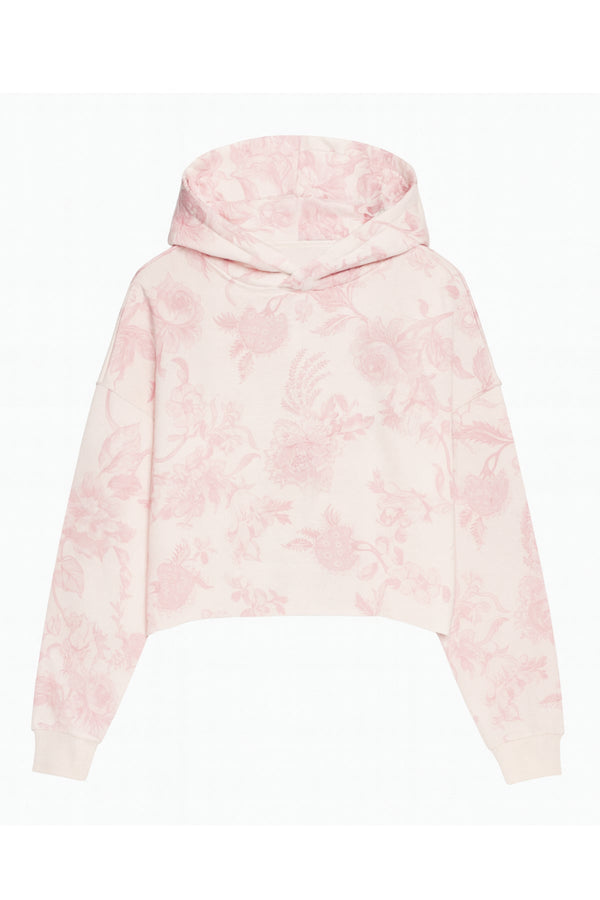 KatieJ Cody Cropped Hoodie in Large Pink Toile