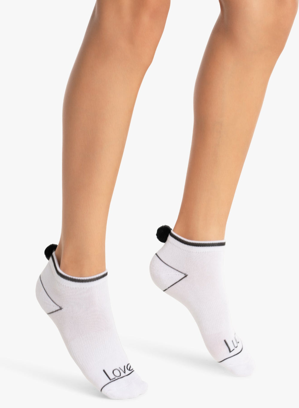 Lucky in Love Lucky Pom Low Socks, White, Women 4-10