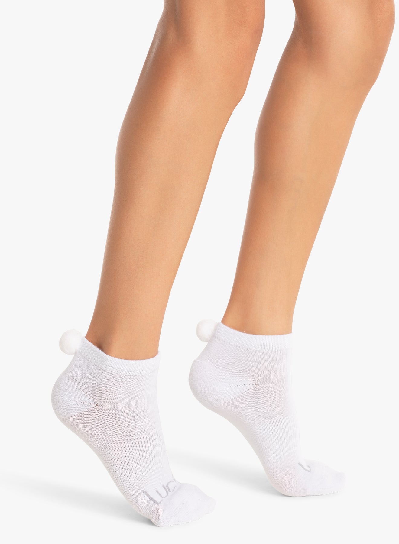 Lucky in Love Lucky Pom Low Socks, White, Women 4-10