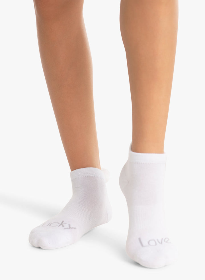 Lucky in Love Lucky Pom Low Socks, White, Women 4-10