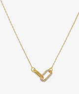 Contrast CZ Clip Link Pendant Necklace