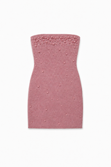 ThemeNY Pearl & Stud Rose Pink Mesh Iridescent Dress