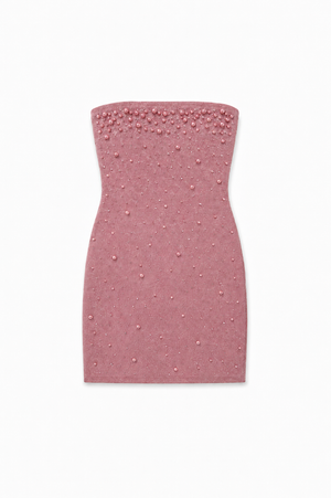 ThemeNY Pearl & Stud Rose Pink Mesh Iridescent Dress