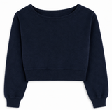 KatieJ Tucker Terry Off The Shoulder Crop, Evening Blue