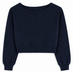 KatieJ Tucker Terry Off The Shoulder Crop, Evening Blue