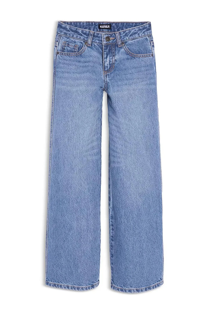 KatieJ Tween Chicago Low Rise Straight Jeans, Light Wash