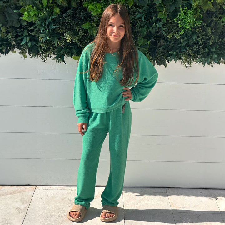 Cuddle Soft Crew Neck Sweatshirt Top, Gucci Green