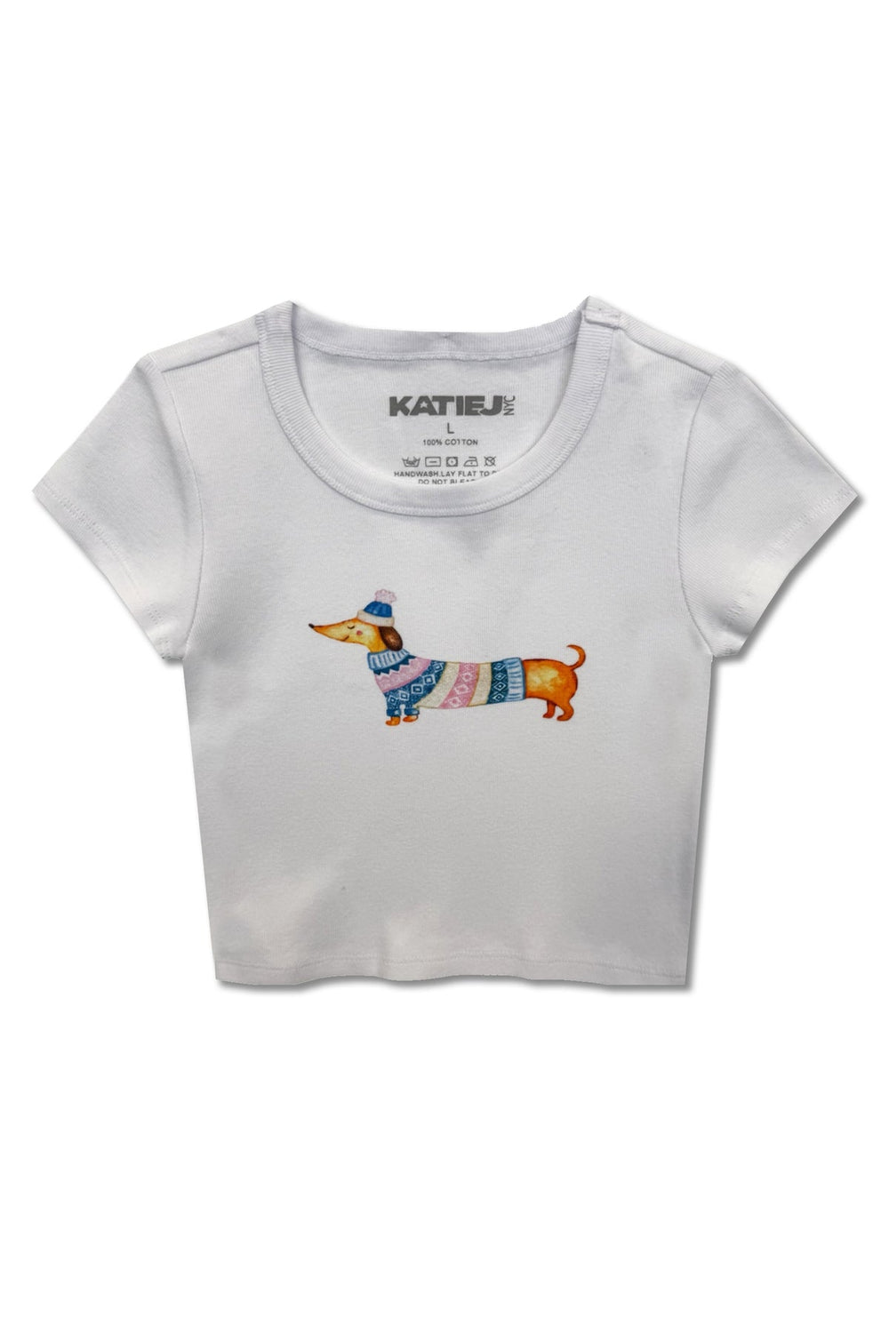 KatieJ Dachshund White Graphic Tee