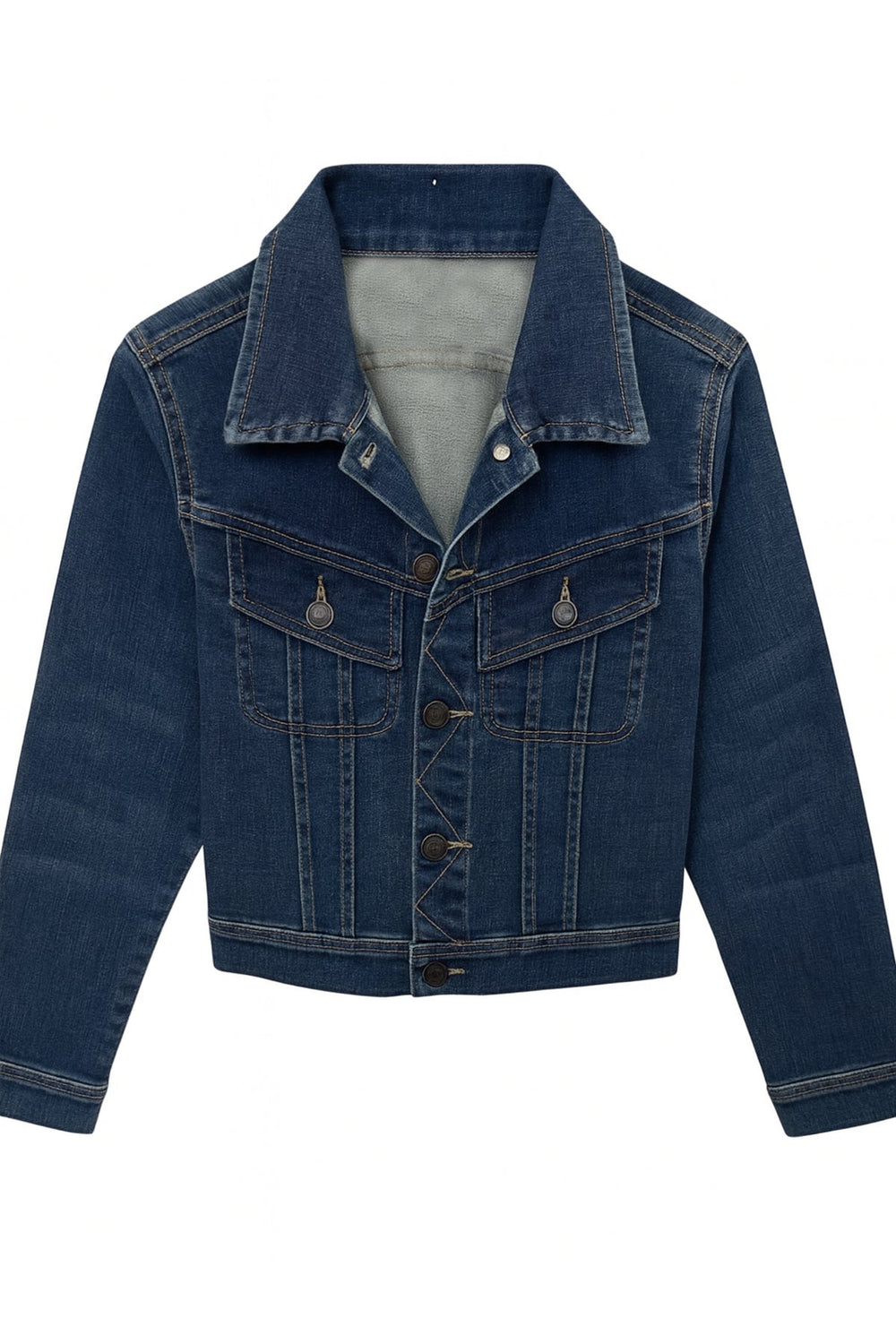 KatieJ Dallas Fitted Jean Jacket, Dark Wash Denim