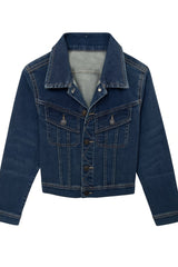 KatieJ Dallas Fitted Jean Jacket, Dark Wash Denim