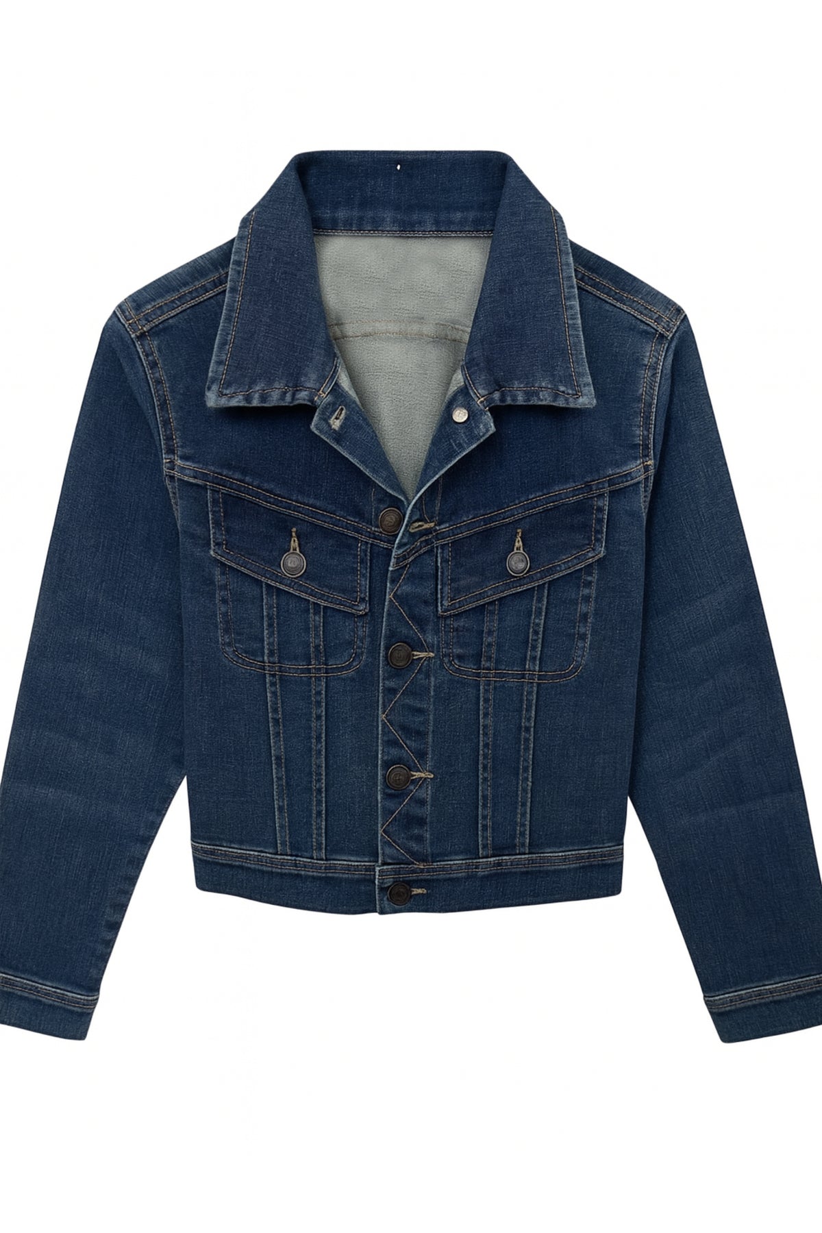 KatieJ Dallas Fitted Jean Jacket, Dark Wash Denim
