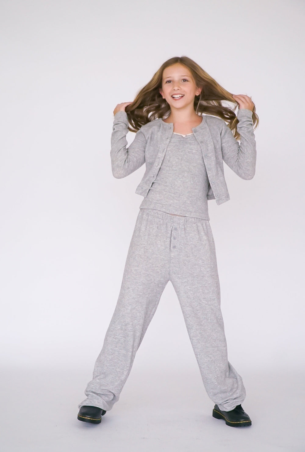 fbz Hachi Button Down Long Sleeve Cardigan, Grey