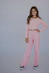 fbz Hachi Button Down Long Sleeve Cardigan, Pink