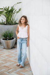 KatieJ Tween Distressed Bow Applique Jean