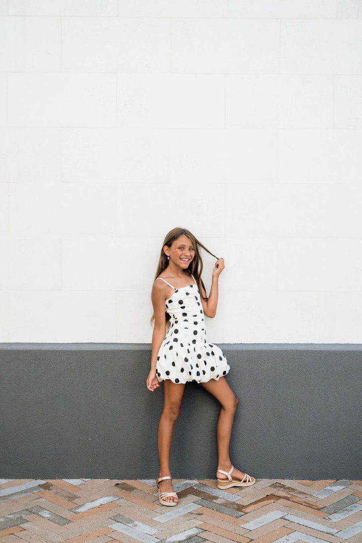 KatieJ Tippy Gathered Bubble Dress, Polka Dot