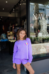 fbz Neon Purple Sweatshirt with Rainbow Heart