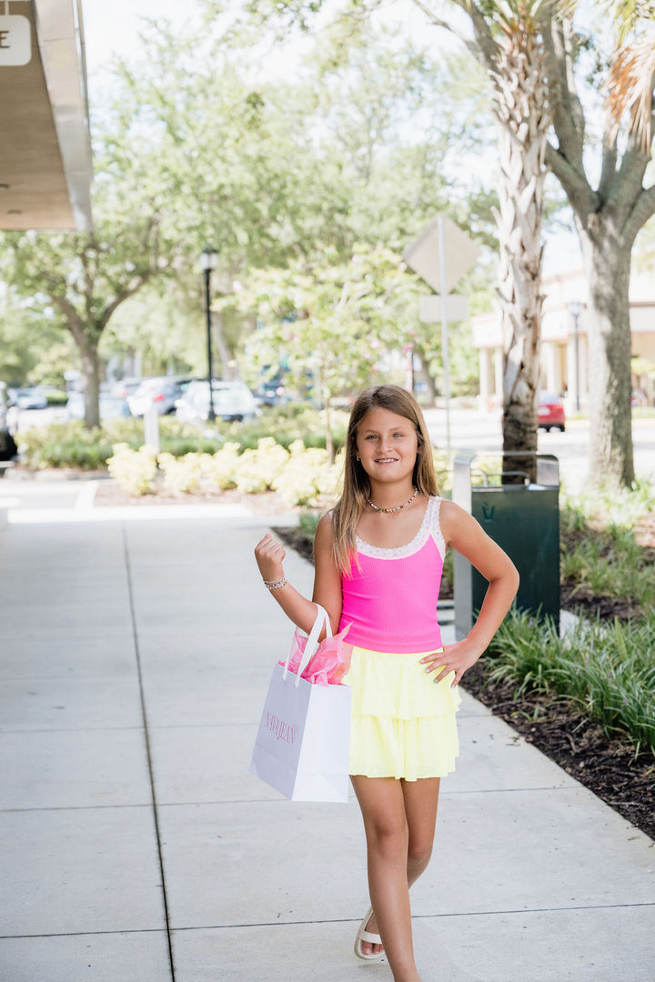 fbz Bright Yellow Eyelet Skirt
