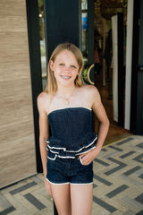 KatieJ Kauai Denim Lace Trim Bustier