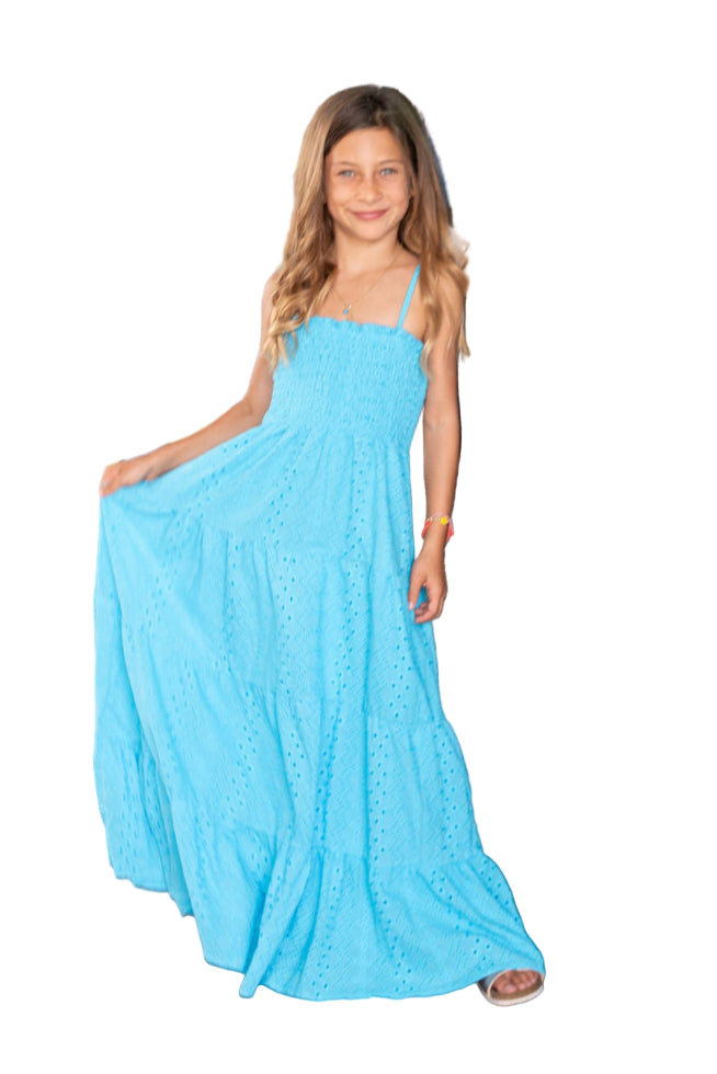 fbz Turquoise Eyelet Maxi Dress