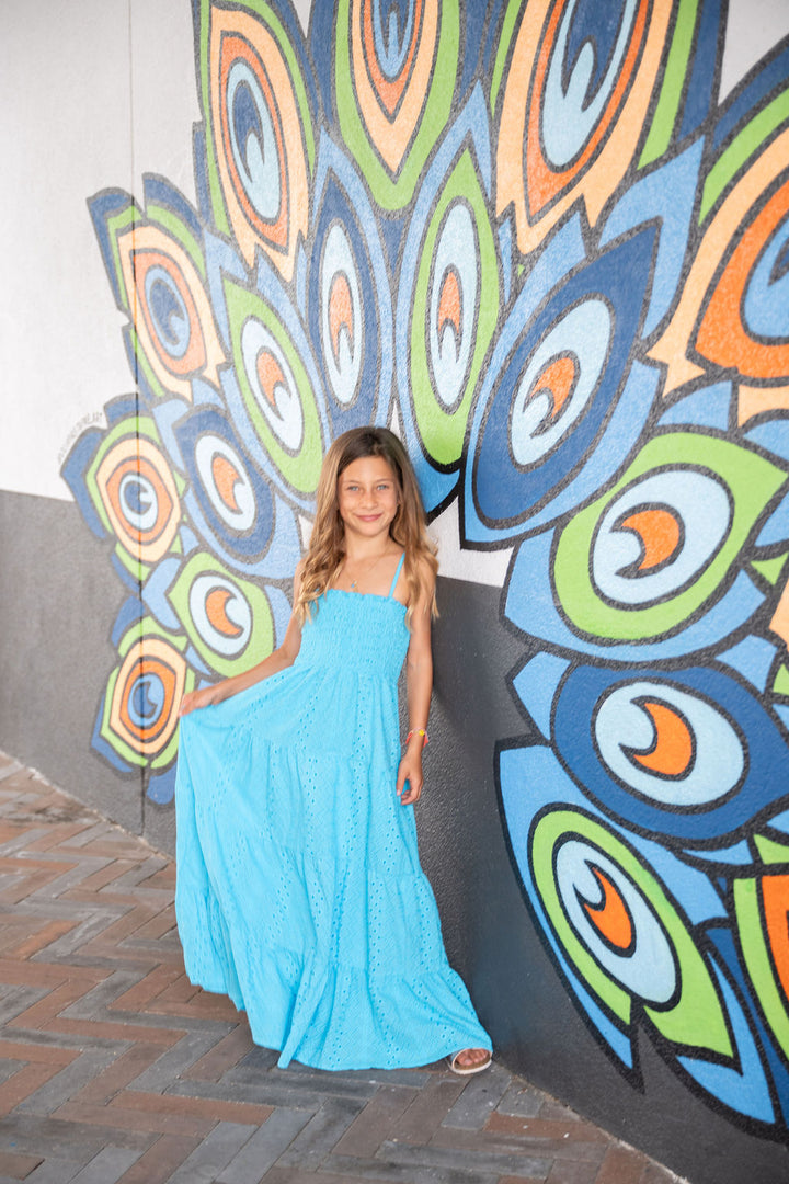 fbz Turquoise Eyelet Maxi Dress