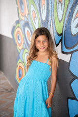 fbz Turquoise Eyelet Maxi Dress