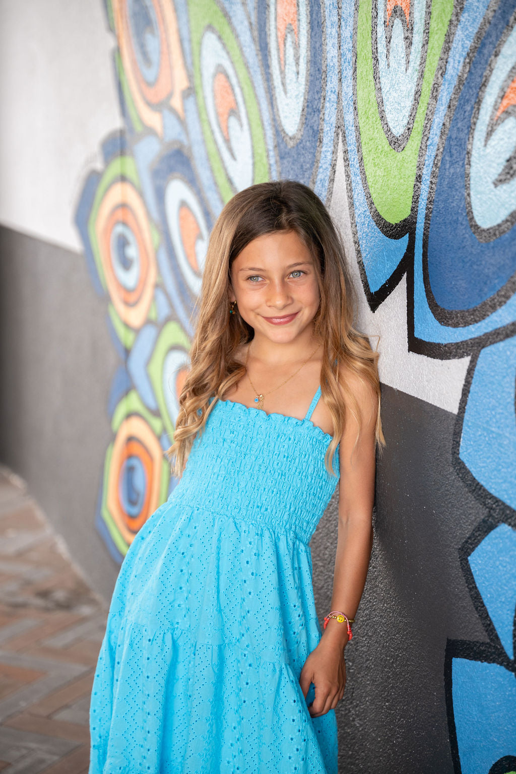 fbz Turquoise Eyelet Maxi Dress