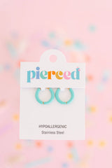 peirced Huggies Earings, Teal