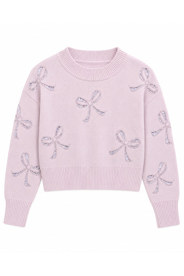 KatieJ Erin Bow Sweater, Baby Pink