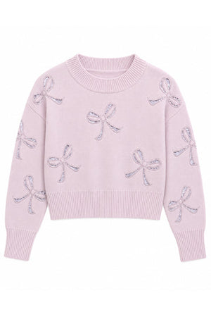 KatieJ Erin Bow Sweater, Baby Pink