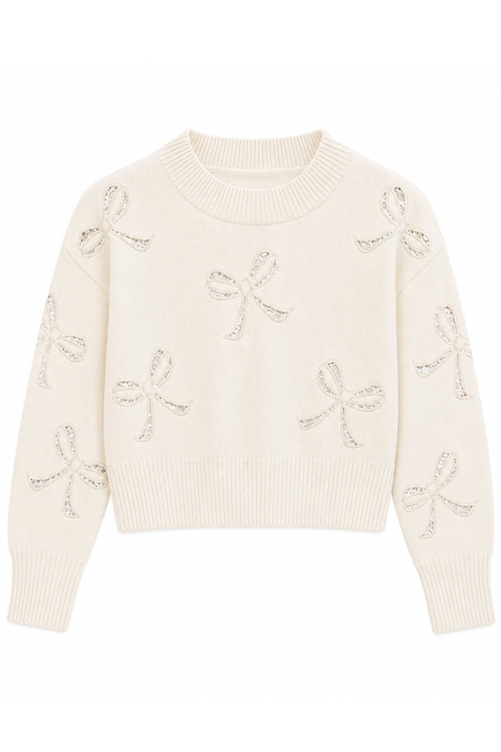 KatieJ Erin Bow Sweater, Cream