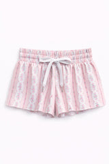 KatieJ Farrah Butterfly Shorts, Baby Pink Cottage Stripe