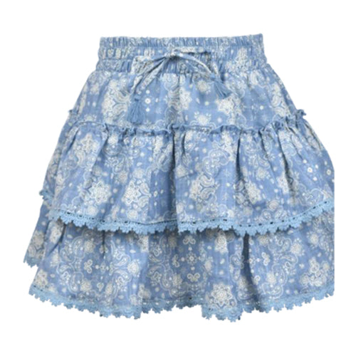 fbz Bandana Print Chiffon and Lace Tie Skirt