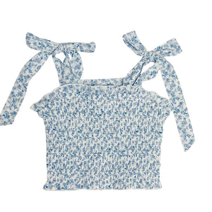 KatieJ Sunny Tie Top, Blue Mini Toile