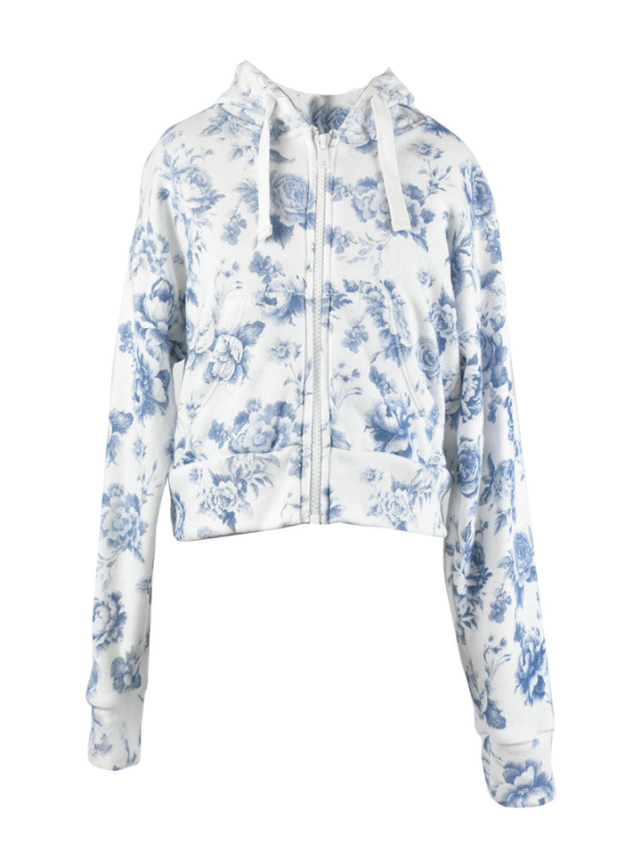 fbz Blue Toile Zip Up Jacket