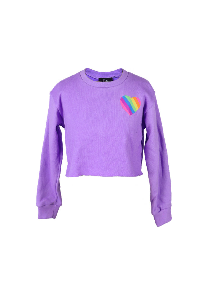 fbz Neon Purple Sweatshirt with Rainbow Heart