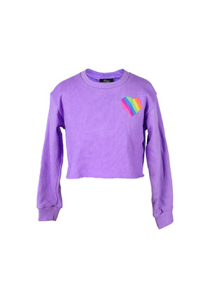 fbz Neon Purple Sweatshirt with Rainbow Heart