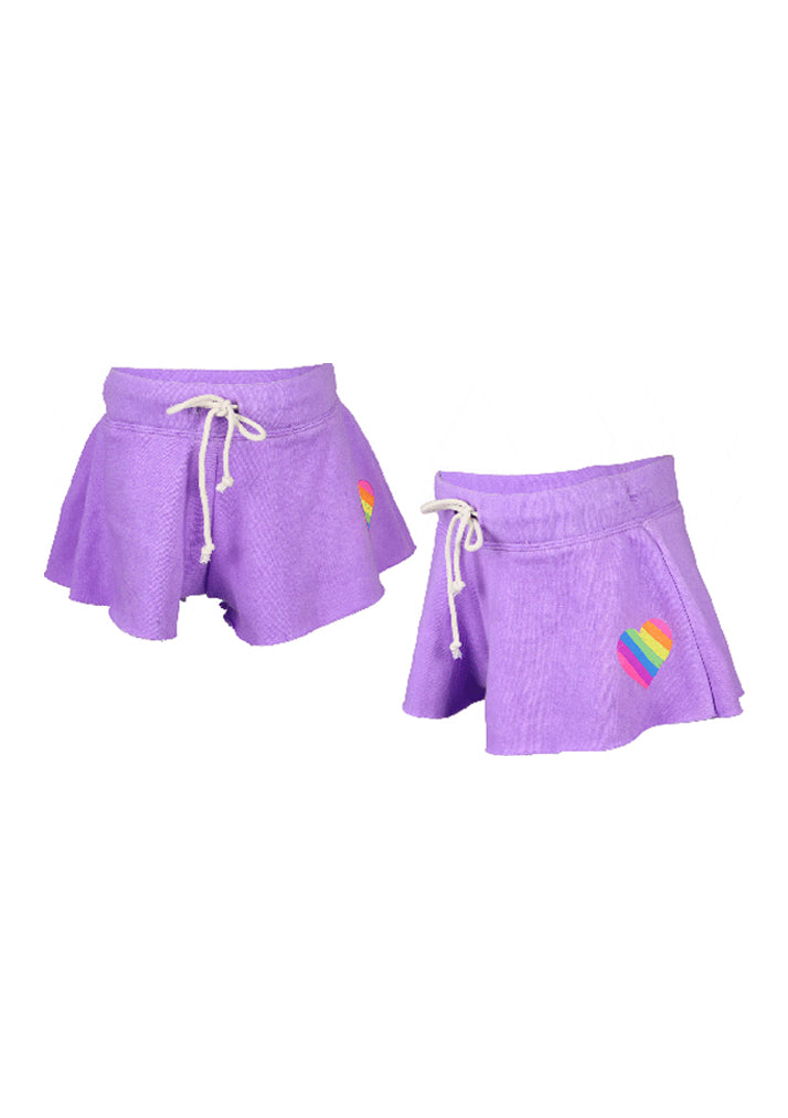 fbz Neon Purple Sweat Shorts with Rainbow Heart