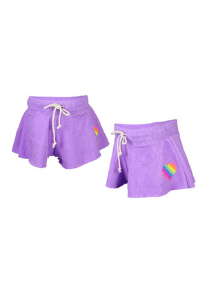 fbz Neon Purple Sweat Shorts with Rainbow Heart