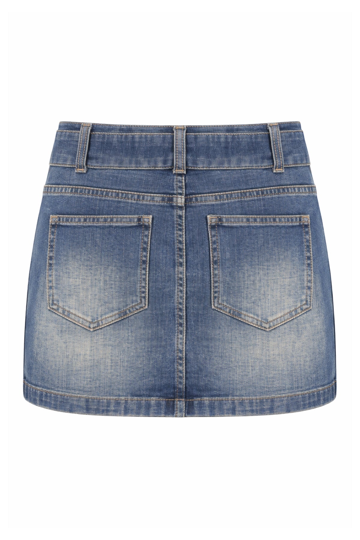KatieJ Florence Belted Denim Mini Skirt