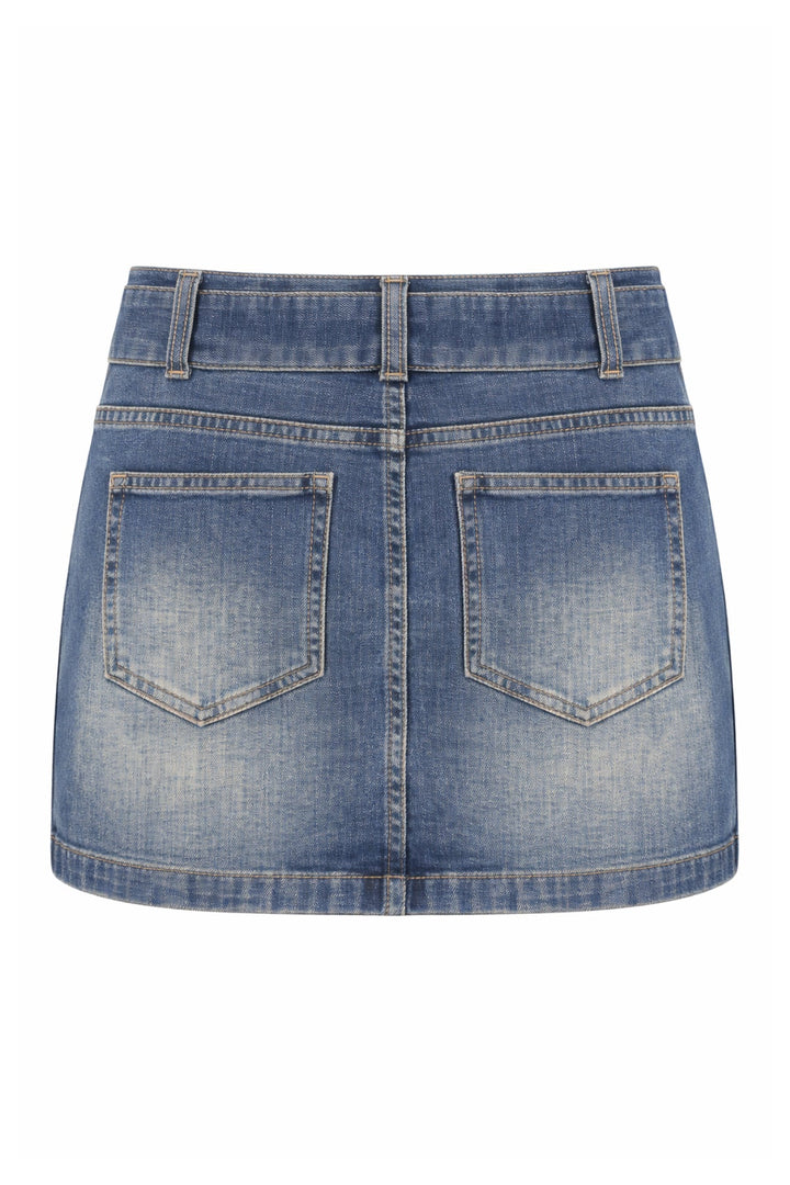 KatieJ Florence Belted Denim Mini Skirt