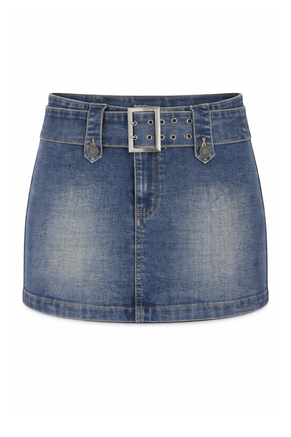 KatieJ Florence Belted Denim Mini Skirt